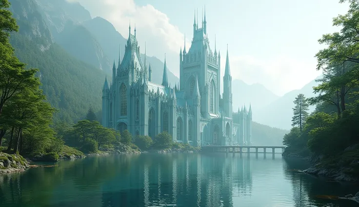 A beautiful glass-covered castle with no people