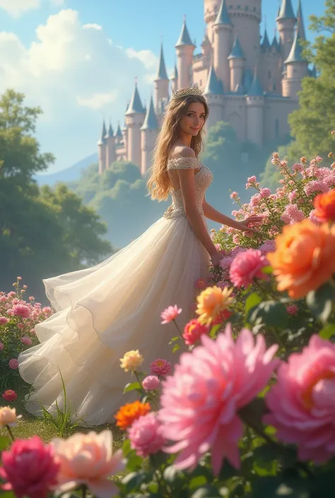 The princess who lives in the castle loved flowers