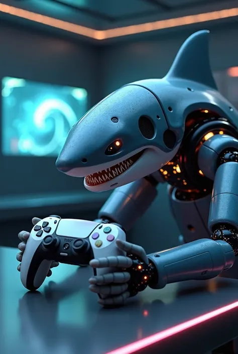 robot shark holding duelsense