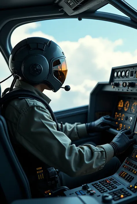 Pilot sim driver with helmet