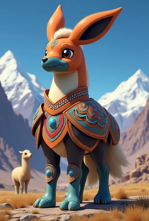 An aymara armored guanaco Pokémon