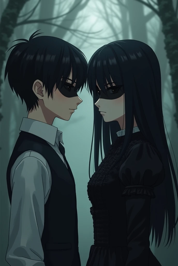 boy:
 14-year-old boy with cold ,  to her observant character . he has short black hair,  and her bangs cover her left eye ,  and her bangs cover her left eye .  He is dressed in neat ,  white shirt and dark vest ,  and her bangs cover her left eye .  and ...