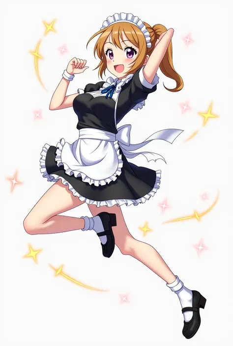 Anime chan dressed as a maid in a dynamic pose