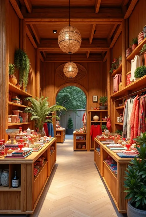  inside of the sales booth is made of bamboo, decorated in Vietnamese style, warm, harmonious, spacious, sặc sỡ hơn