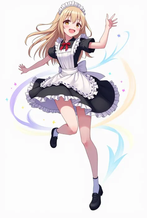 Anime chan dressed as a maid in a dynamic pose