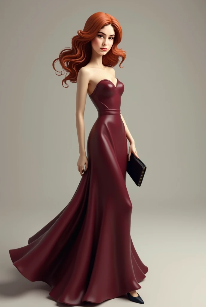 A figurine of a woman with that dress and hair add a black wallet