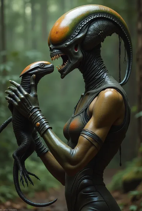 Eve from Alien
 Quest sucking an aliens cock
