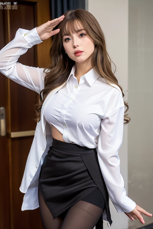 ( detailed skin:1.2),(shiny skin:1.1), top quality, masterpiece,  Ultra A High Resolution, ( photorealistic:1.4),  RAW photos ,(1 Female),compensate, Glamour,  Big Breasts , Blonde and brunette,  medium hair up to buttocks,  Invalid,  wavy hair, Asymmetric...