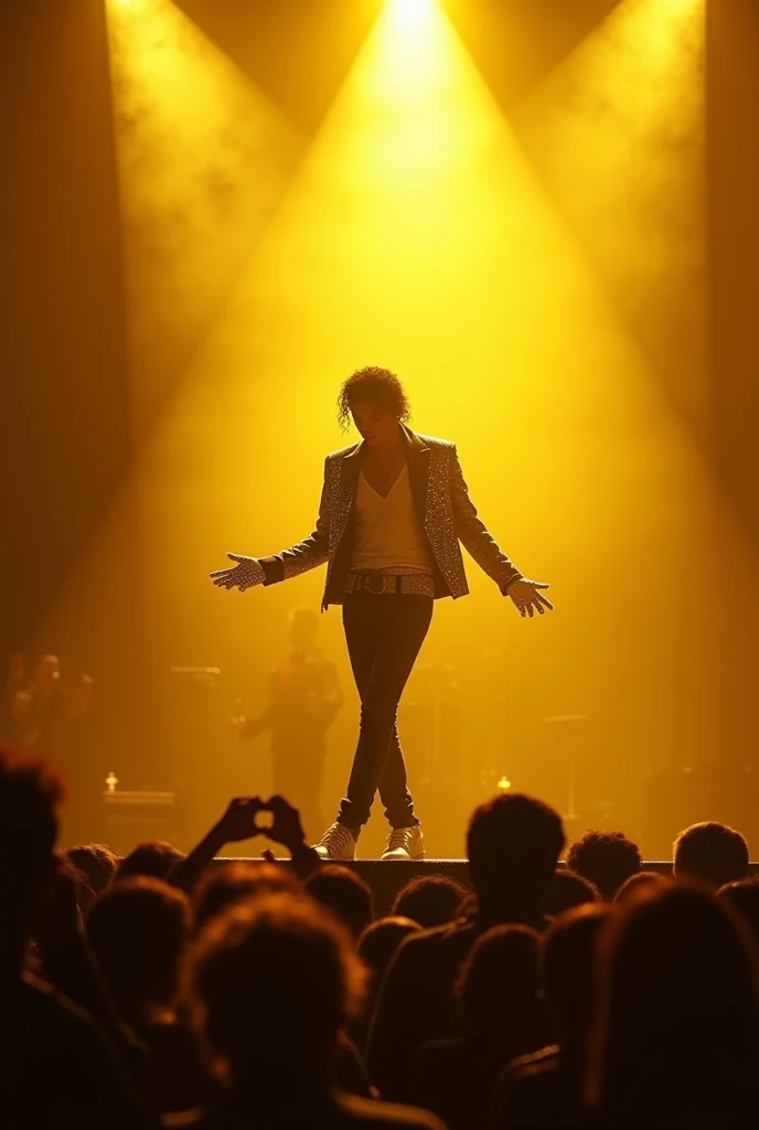 Michael Jackson singing in concert yellow light 