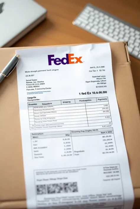 Create a reciept from FedEx delivery company 