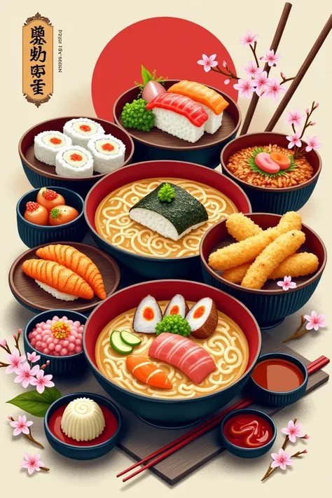 Create a T-shirt with the image of Japanese cuisine