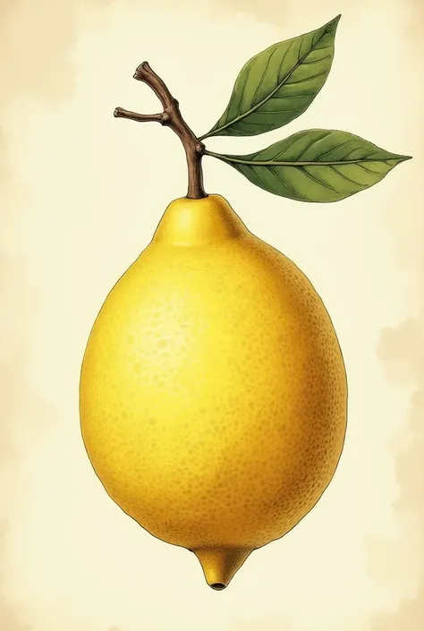 Medieval handwritten style image of a lemon. Fruit only no decorations 
