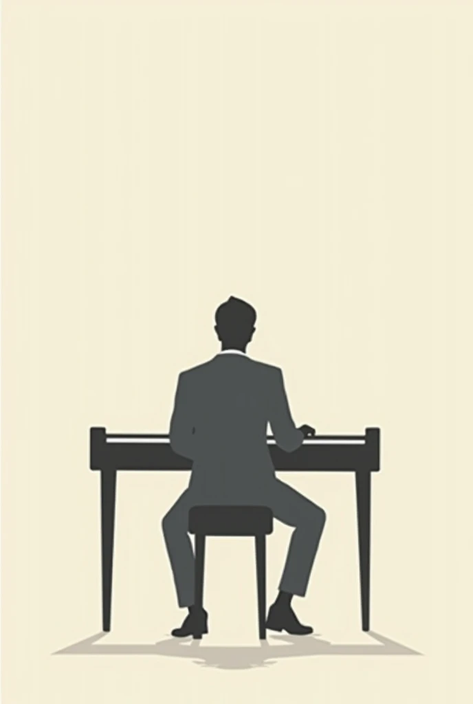 minimalist image of a person with their back playing the piano