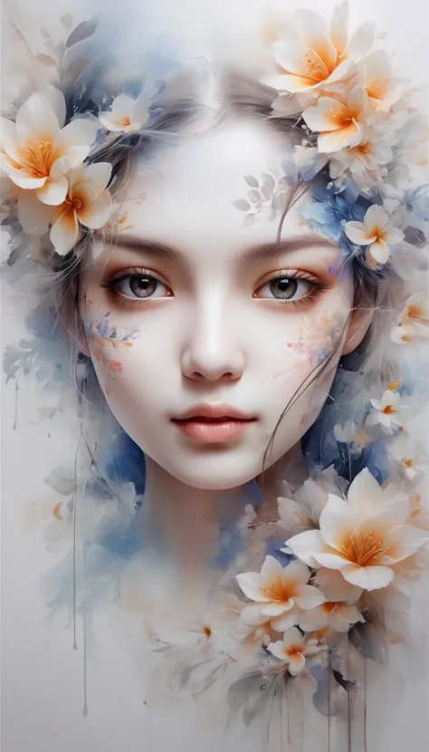  Lets start by drawing a serene face in the center of the canvas .,  depicts transitions of beauty ,  use canvas textures and artistic elements ,  uses .. Start by drawing a gentle face in the center of the canvas., Elegant features,  emits purity and char...