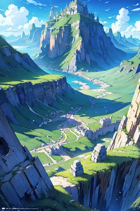 anime landscape cover and there is a kingdom in the distance