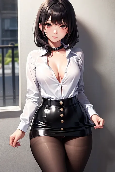 (( top quality)), ((  Masterpiece  )), (  Details), ( one girl),nsfw1.9 sexy, shiny skin, Glowing Skin,  height 168 cm bust 90 cm plump housewife,  Very slim body,Curved waist, small ass , Black hair split with bangs ,   glossy black hair,sexy mature matur...