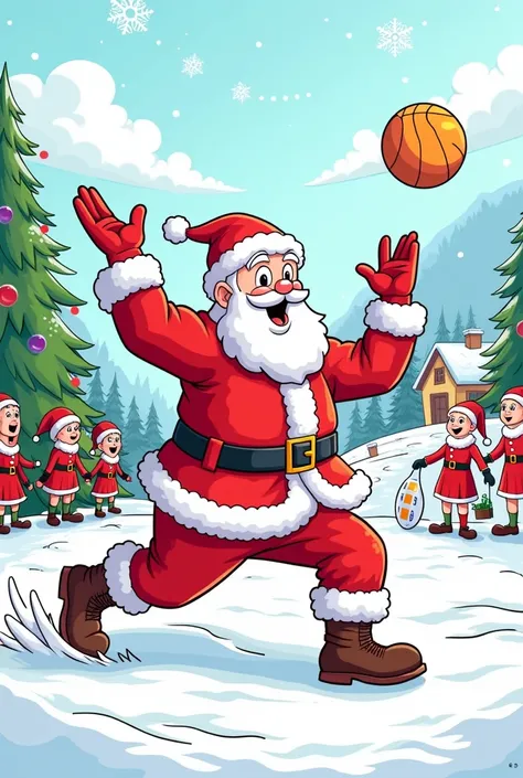 Santa Claus playing handball coloring page