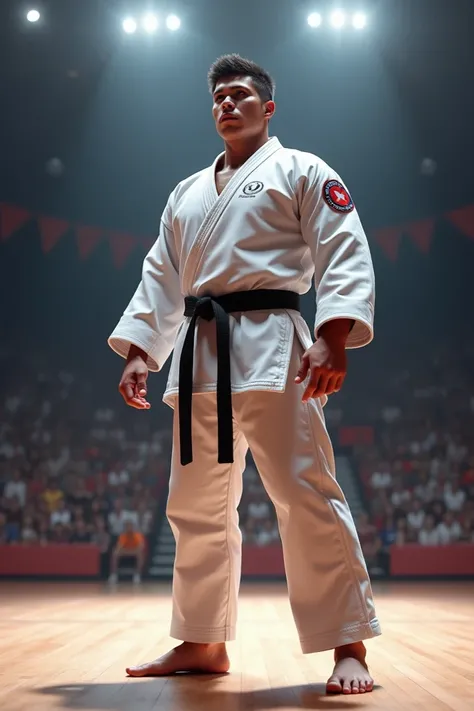 I wanted to create an image of me standing in a karate uniform on the competition floor looking very cool.