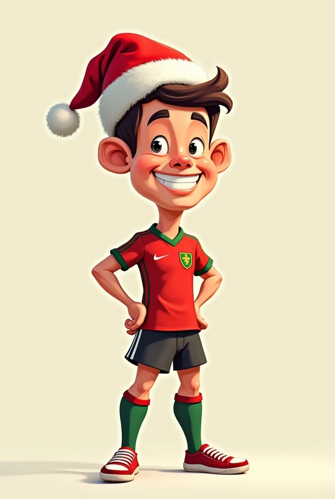 Walloon soccer player with Christmas hat cartoon without background