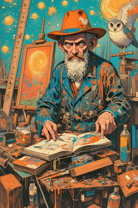    crazy painter old man ,The old man says 「 call me Van Gogh 」  surreal collage, a contemporary artistic collage, collage artwork,      new album cover     ,    Great job!! , digital collage, ( collage ), collage art, contemporary collage, mixed media col...