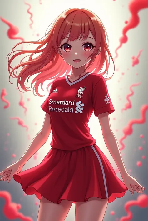 Anime girl wearing Liverpool dress