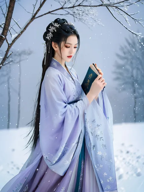 DDunhuang art style, Extremely long-distance lens, highest quality、masterpiece、超High resolution、(Realistic:1.3)、RAW Photos,A beautiful girl, Perfect face, Pretty Face, Wearing traditional  dress, Zen style, Bright Star, Light and Shadow, Ancient White, epi...