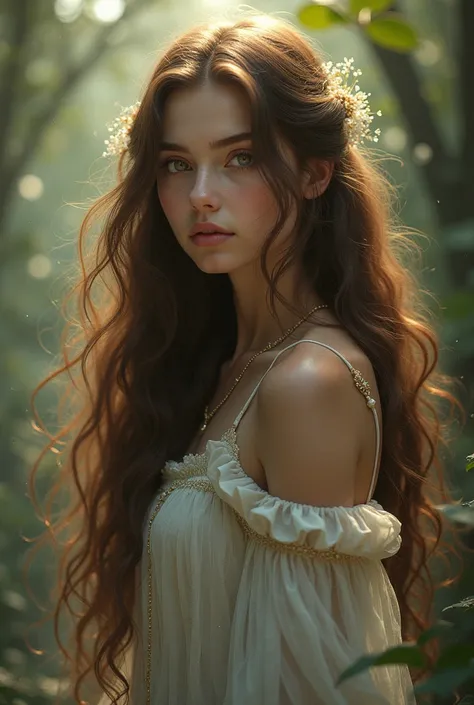 Mystical brown-haired girl