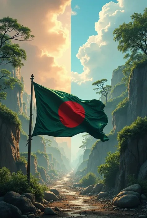 A banner named Bangladesh which is situated one side of bery bad something and other side very good something 