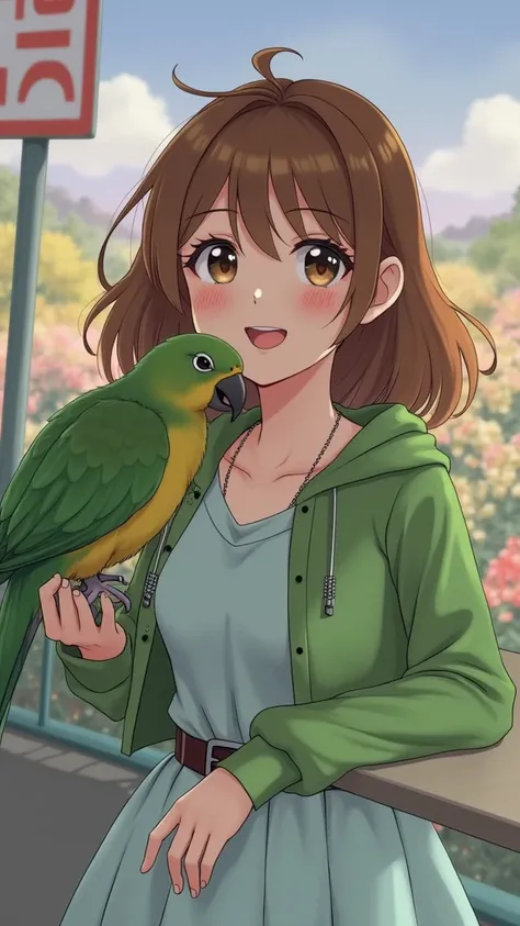 Cute anime of me with my parrot same as picture given 