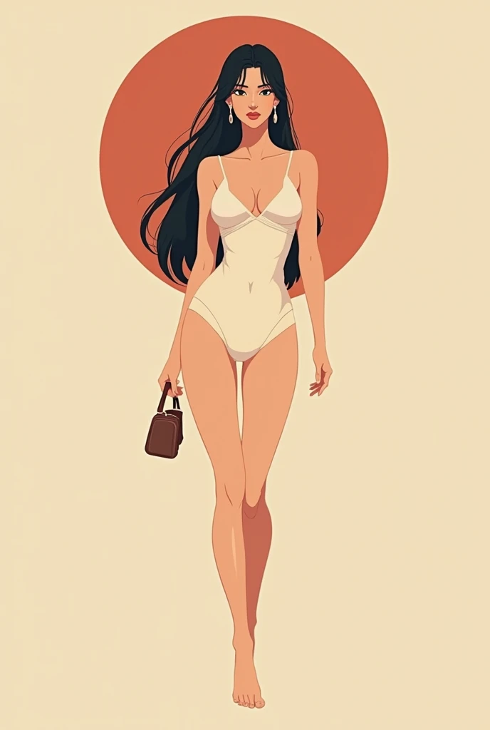  minimalist anime style,  flat colors and thick outline,  front view ,  full body, Greek-style girl ,  character from Greek mythology , Psyche,  big breasts