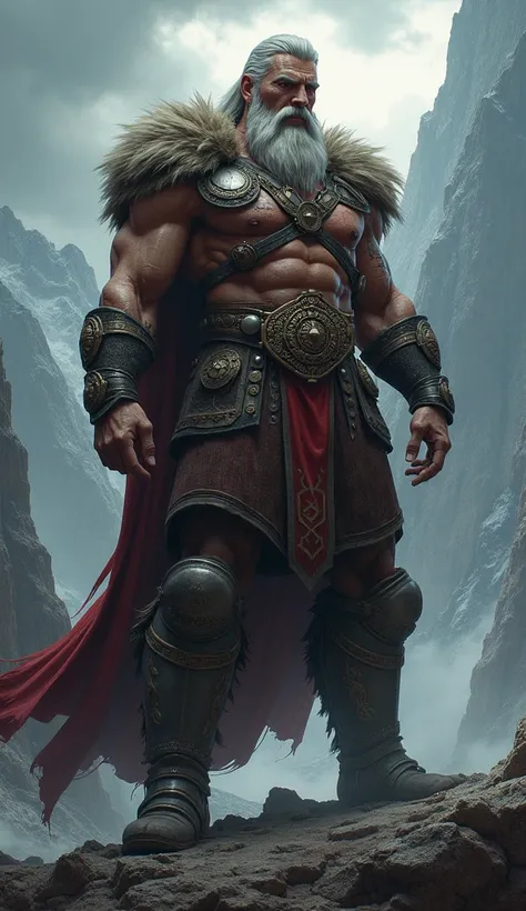 Create an image of the Norse god Tyr ,  God of war and justice ,  known to have lost a hand in a battle