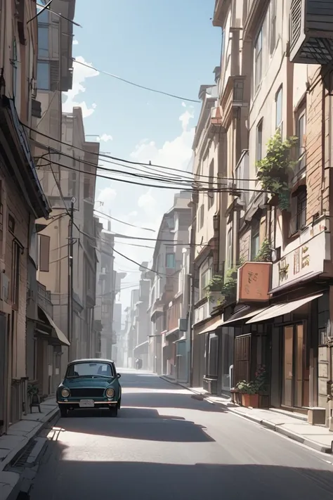 a street with a car