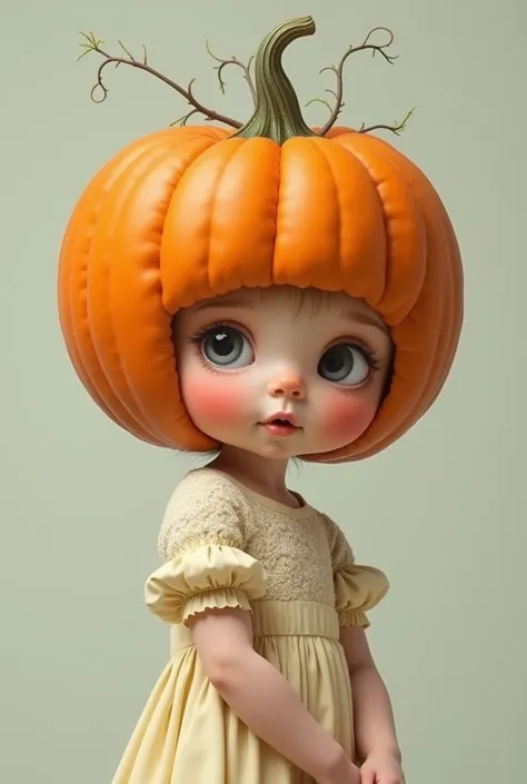 Girl with a Pumpkin on her head, Just a pumpkin head.