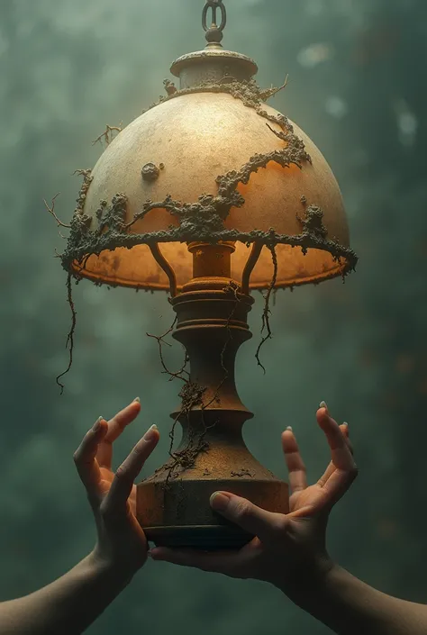 An old lamp taken by hand from both extremes of surrealism 