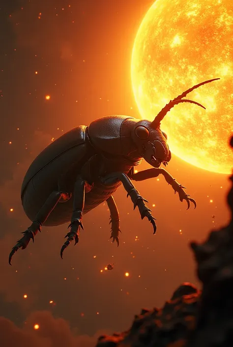 A beetle near the Sun in space 