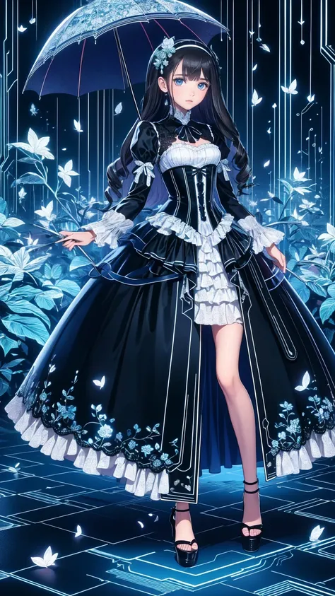 ,  full body view, Head to Toe Composition, (  Masterpiece  ), (  top quality),   Victorian Girls Illustration   、cute girl、Anime、 1. **Low Fashion**:   Victorian Fashion  、  It features a gorgeous and elegant design  。Ruffles and lace、   corset  、    Inco...