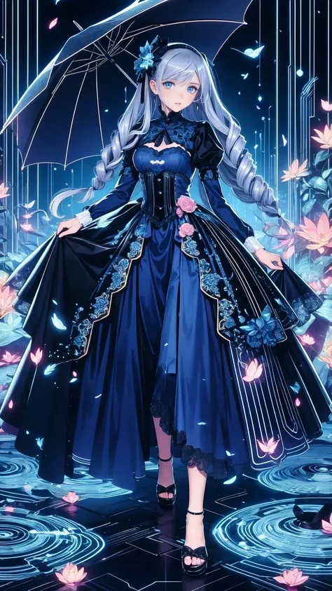 ,  full body view, Head to Toe Composition, (  Masterpiece  ), (  top quality),   Victorian Girls Illustration   、cute girl、Anime、 1. **Low Fashion**:   Victorian Fashion  、  It features a gorgeous and elegant design  。Ruffles and lace、   corset  、    Inco...