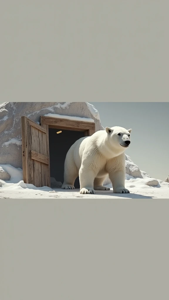 2-meter polar bear coming out the door 