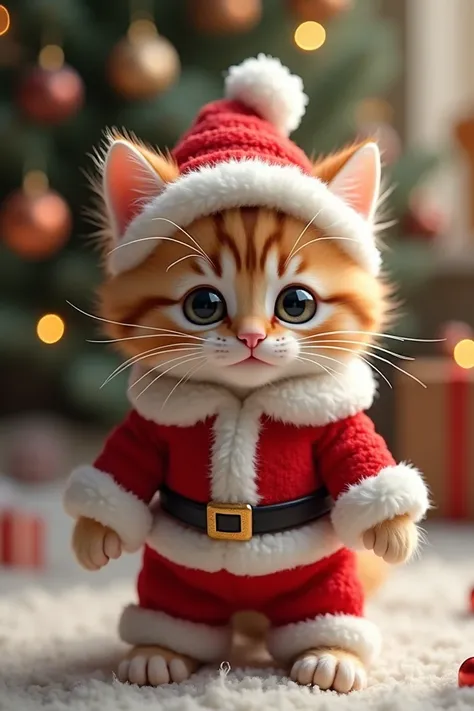 cute kitten in santa dress