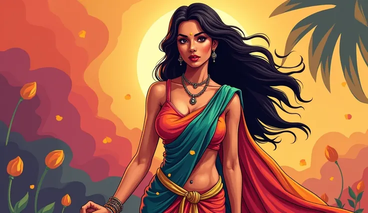  Ek logo banao , 35 sal ki sundar sexi mahila ki, vector image chahiye, Colorful sexy saree,  lambe ghane baal,  patli kamar , bade bade boobs, sundar sexy naabhi, kaljangal , 