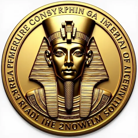 " Develop a detailed image of a one-dollar coin with the face of Egyptian god Osiris .  The coin must present Osiris in a majestic position , using its typical crown ,  the white crown of Upper Egypt and richly decorated ornaments .  The bottom of the coin...