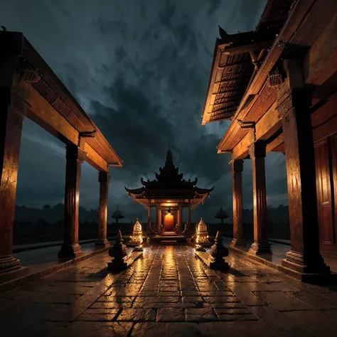 image of a Javanese temple filled with mystical atmosphere and darkness and black magic