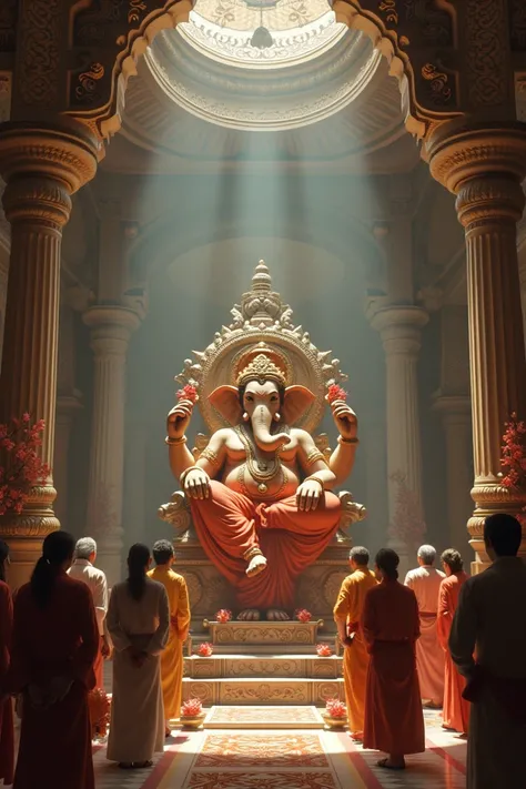 Cradling Lord Ganesha in the temple