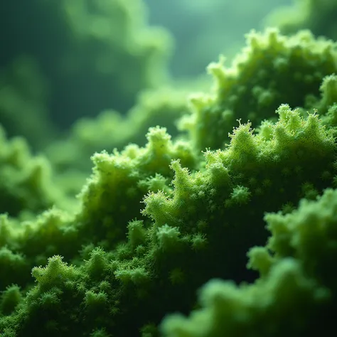  High quality image , Ultra HD, of bacterial growth in moss-green colors 