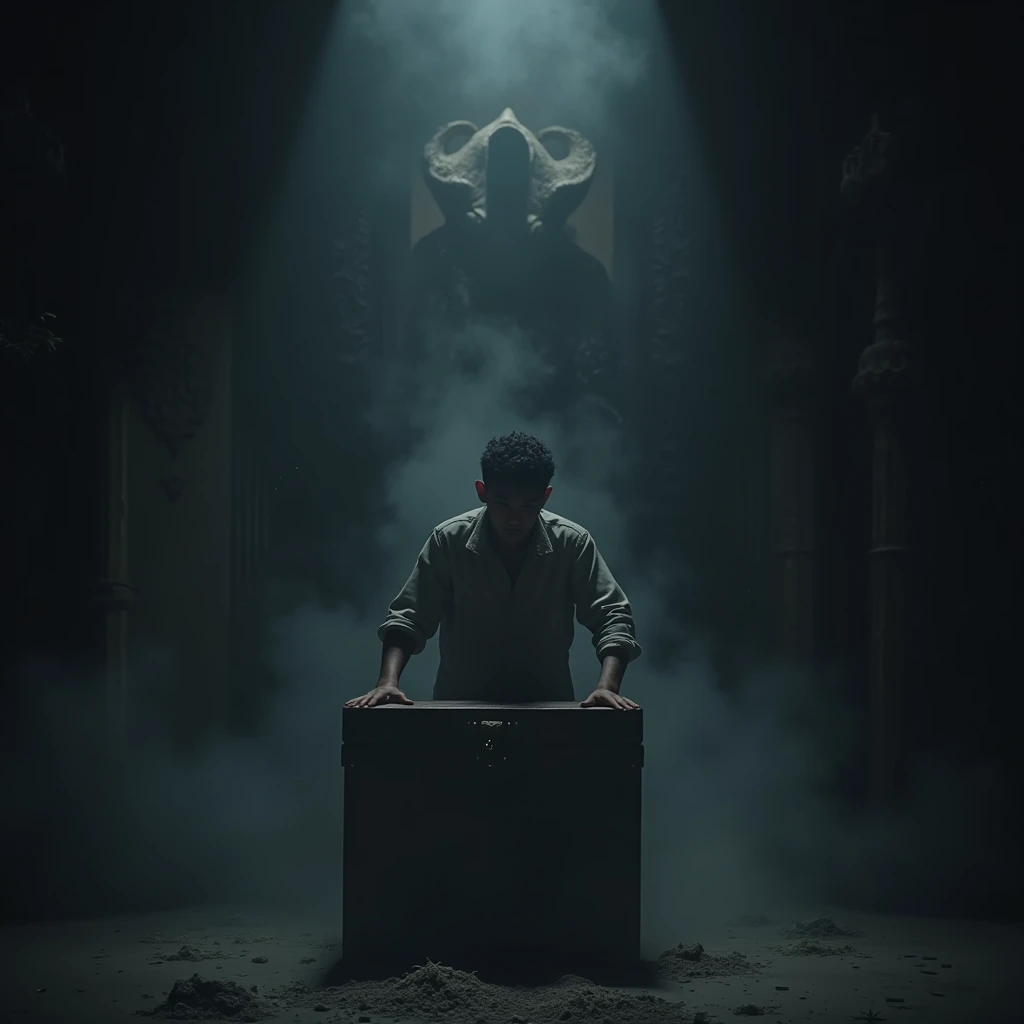 But as he opened the chest, the warning in the book came true—the darkness inside swallowed afraid Ravi.