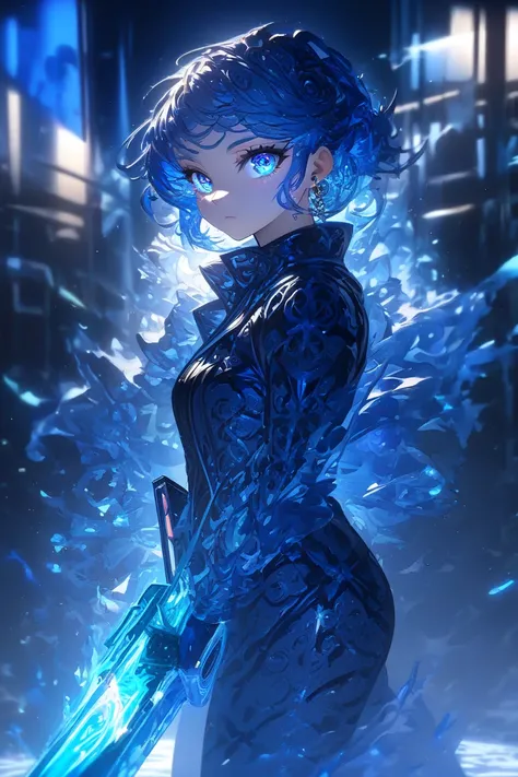 ((masterpiece)),((best quality)),((ultra detailed)),((detailed eyes)),((best quality eyes)),((beautiful eyes)),((cowboy shot)),((view from side)),((looking at viewer))

a pretty anime woman holding a metal pistol up in the air on ice, weapon, gun, blurry b...