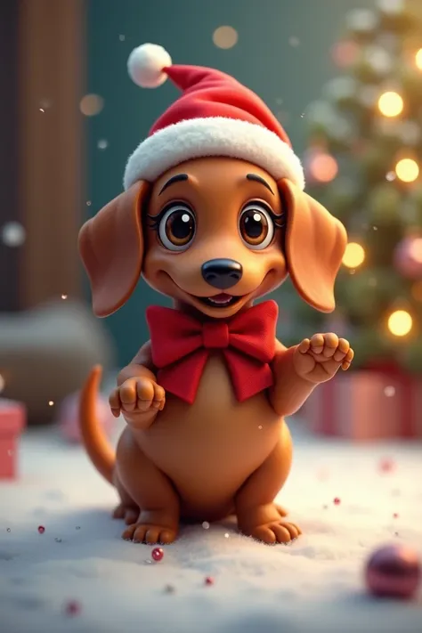 A Christmas sausage dog