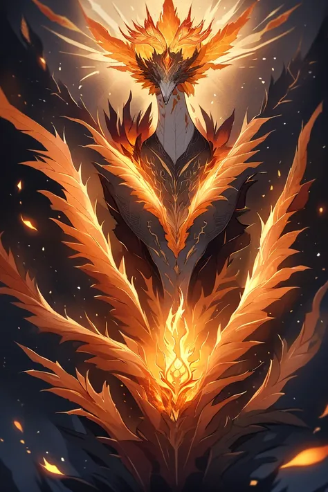 Base Concept: A regal and majestic dinosaur-turned-phoenix, fully embracing both fire and light.
Body Shape: Large and imposing, with a noble posture. It stands tall with an elongated neck and powerful legs.
Colors: A golden-orange hue dominates its body, ...