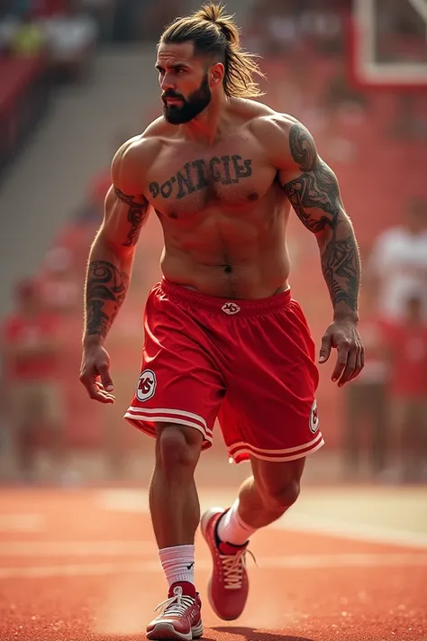 Travis kelce in red basketball
Shorts 