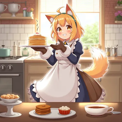 SD 1.5
"Alice, puncakes, kitchen, pancake, white fur, fluffy woman, in her hands, food, skirt, gloves, looking at the viewer, plate, hips, yellow eyes, window, black gloves, sunlight, fur on the body, standing, brown skirt, chest, sleeves with fur trim, co...